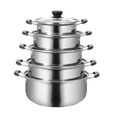 5PCS Stainless Steel Saucepan Induction Cooking Pot Cooker Cookware Kitchen - Show Gadgets